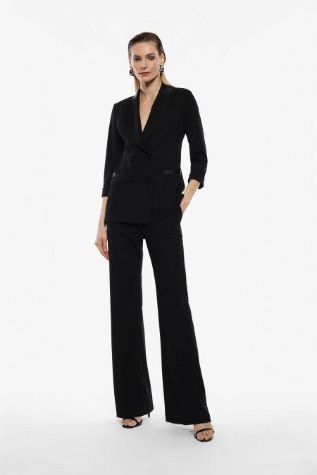 Pantaloni a zampa con inserto in raso Imperial nero