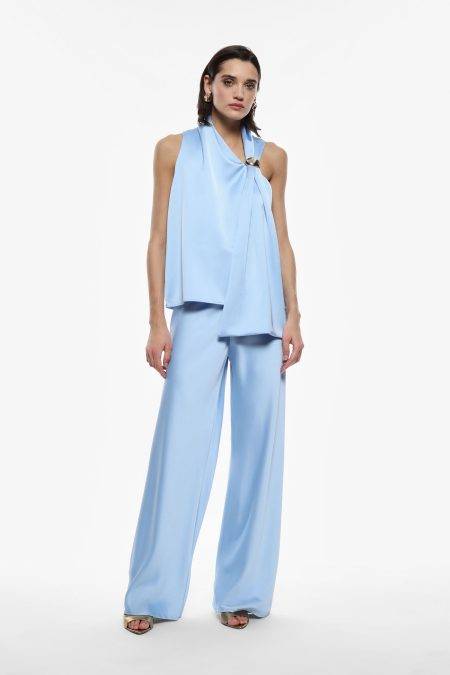 Pantaloni ampi effetto satin a vita alta Imperial