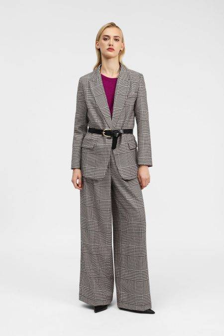 Pantaloni larghi a quadri con vita alta Dixie