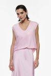 Top fluido smanicato con scollo a V Imperial rosa