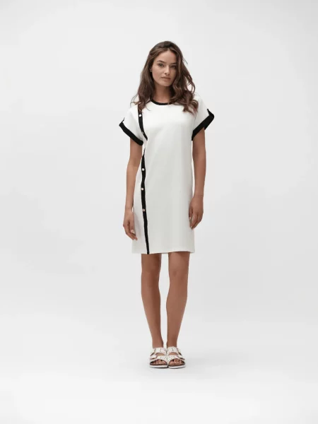 Abito t shirt bicolore con bottoni White Wise