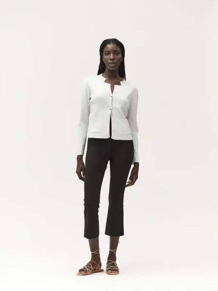Cardigan con tasche e bottoni White Wise