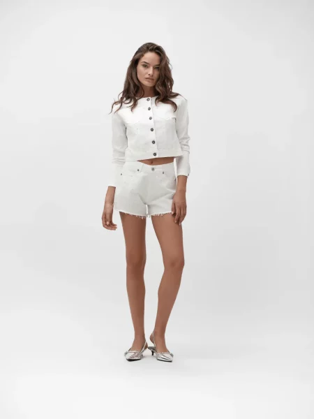 Giacca in bull con strass White Wise