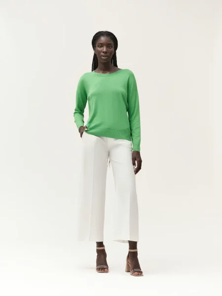 Maglia girocollo over in viscosa White Wise