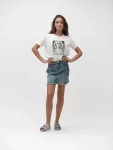 Mini gonna in denim con bottoni White Wise