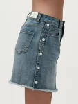 Mini gonna in denim con bottoni White Wise