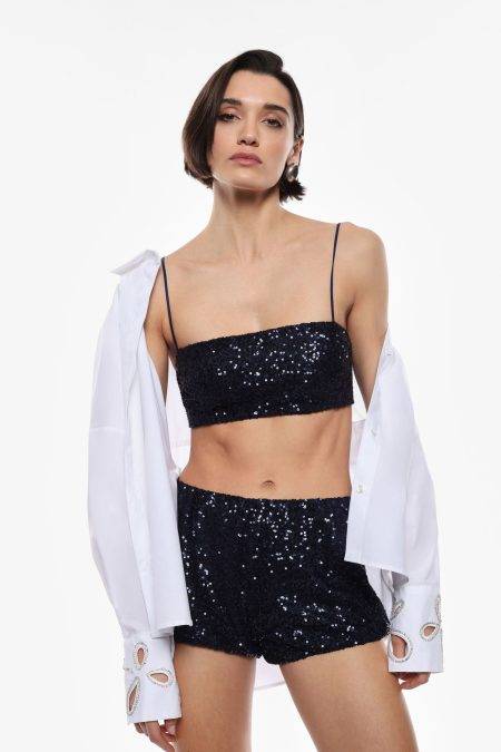 Top corto con paillettes Imperial BLU