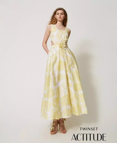 Abito lungo stampato con rosa Twinset Actitude