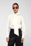 Camicia con fiocco e maniche lunghe Dixie bianca