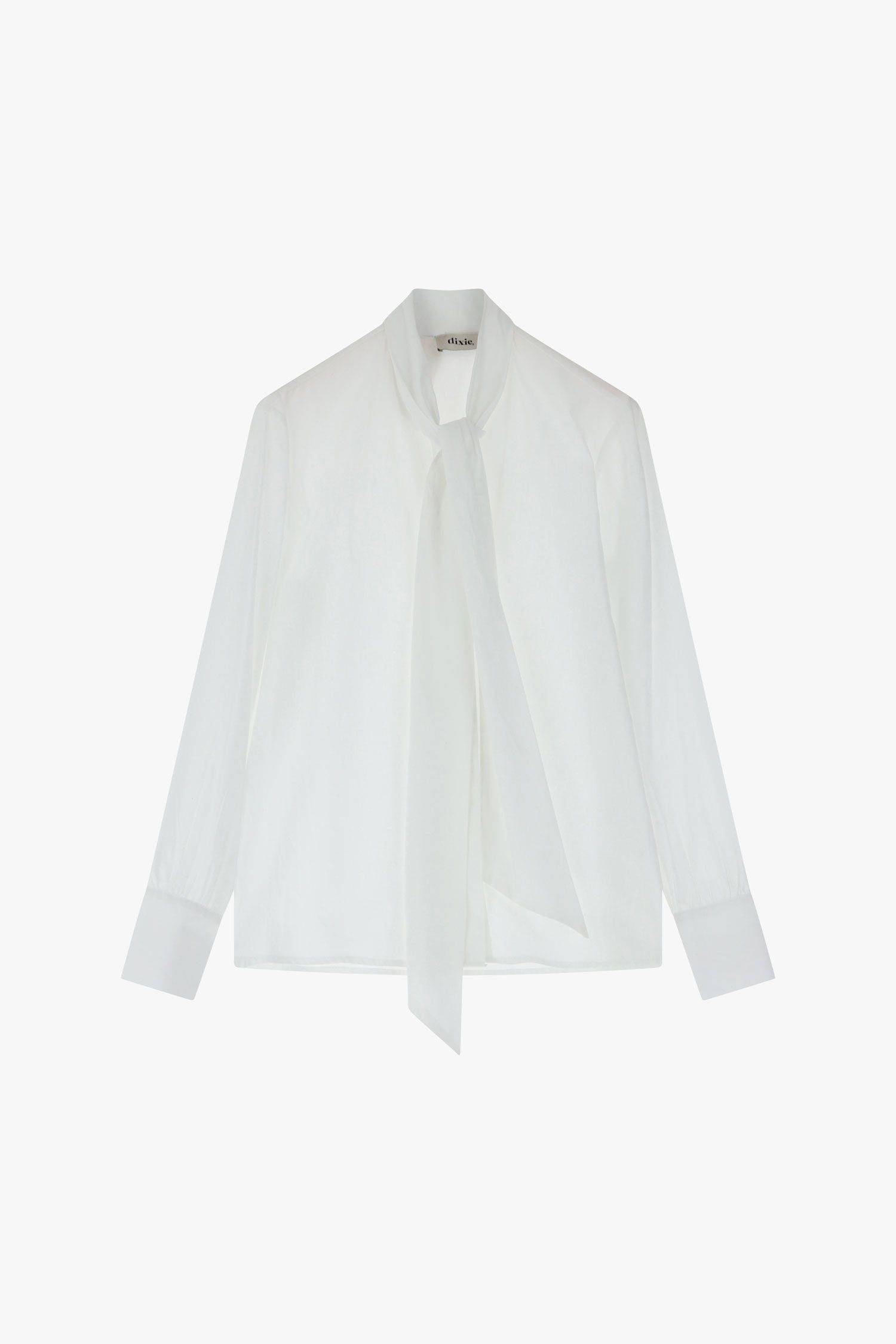 Camicia con fiocco e maniche lunghe Dixie bianca2 Camicia con fiocco e maniche lunghe Dixie bianca2