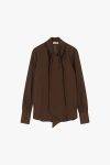 Camicia con fiocco e maniche lunghe Dixie bianca