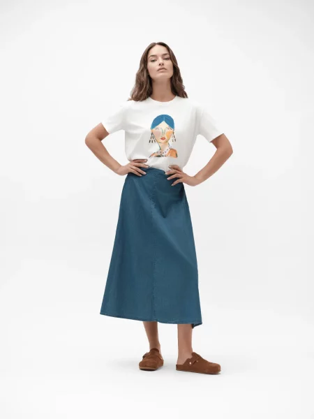 Gonna ampia in chambray White Wise