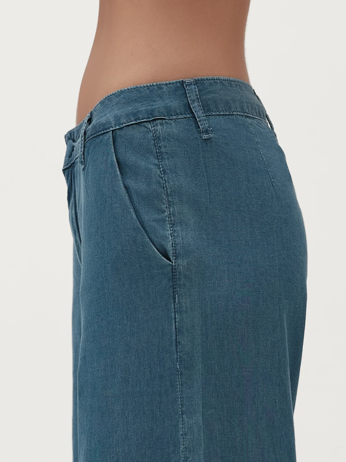 Pantalone ampio in chambray White Wise 1 Pantalone ampio in chambray White Wise 1