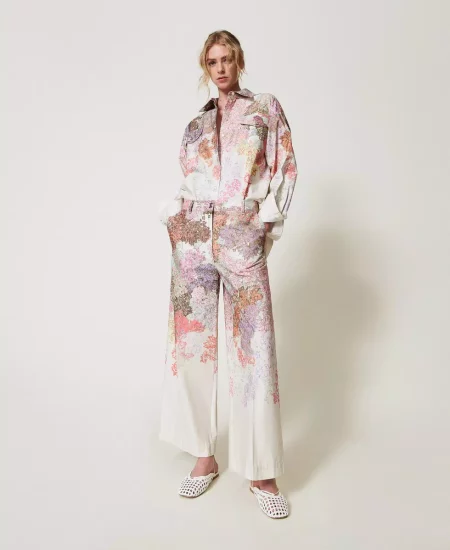 Pantaloni MYFO cropped a fiori Twinset Actitude