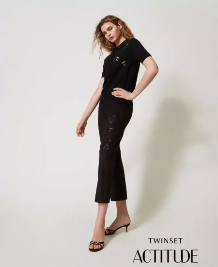 Pantaloni chino con ricamo Twinset Actitude