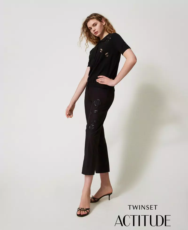 Pantaloni chino con ricamo Twinset Actitude Pantaloni chino con ricamo Twinset Actitude