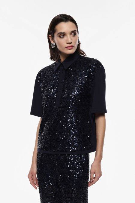 Polo di paillettes con colletto classico Imperial