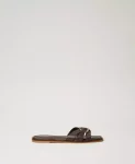Sandali slide in pelle con Oval T