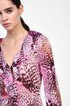 Abito lungo animalier con rouches Dixie1