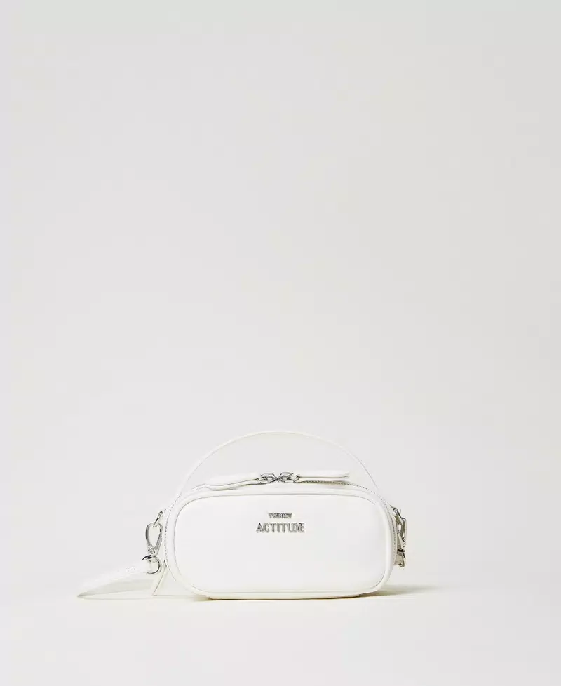 Mini bag a tracolla con logo Twinset Actitude bianca sugar Mini bag a tracolla con logo Twinset Actitude bianca sugar