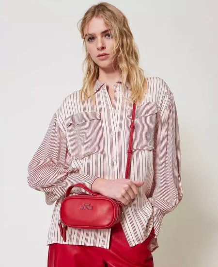 Mini bag a tracolla con logo Twinset Actitude rossa4