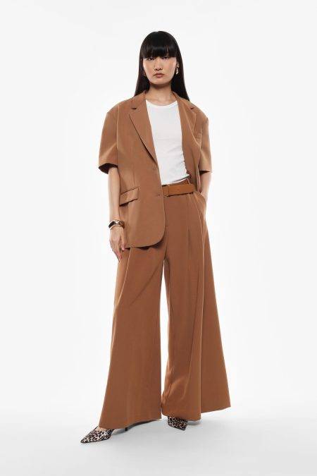 Pantaloni palazzo con cinta e pinces Imperial