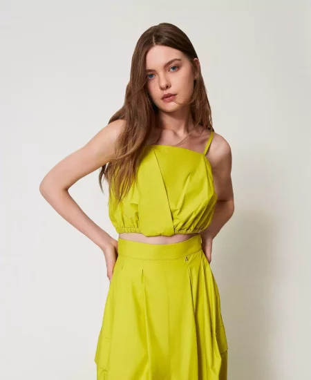Top in popeline con coulisse Twinset Actitude 1