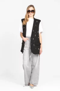 Vicolo Gilet over con applicazioni perle Vicolo Gilet over con applicazioni perle