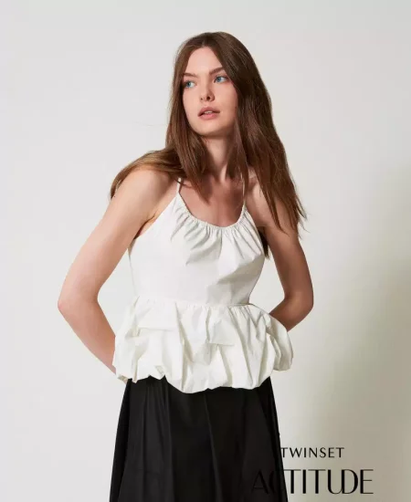Top in popeline con balza Twinset Actitude