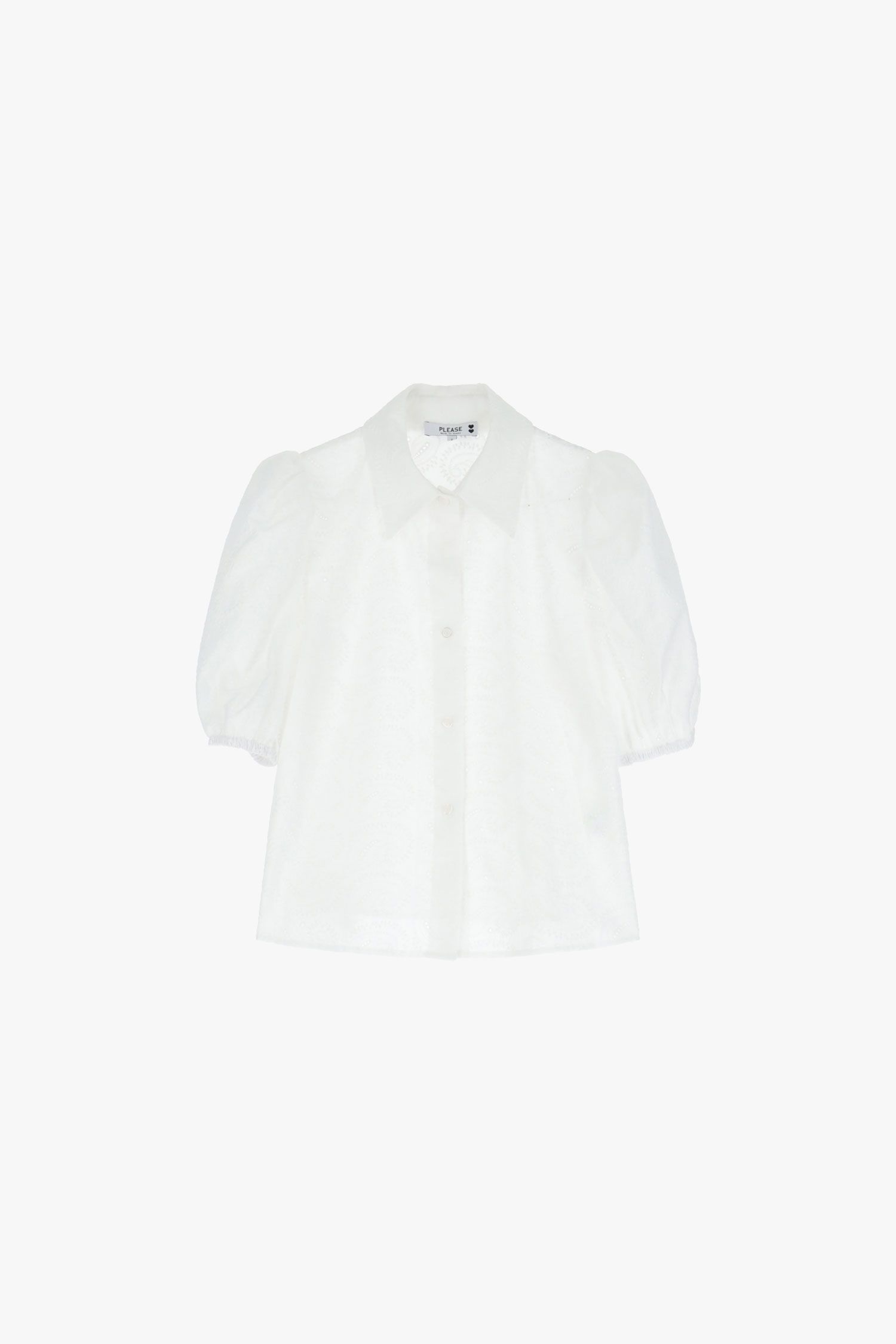 Camicia con ricamo e maniche corte Please 2 Camicia con ricamo e maniche corte Please 2
