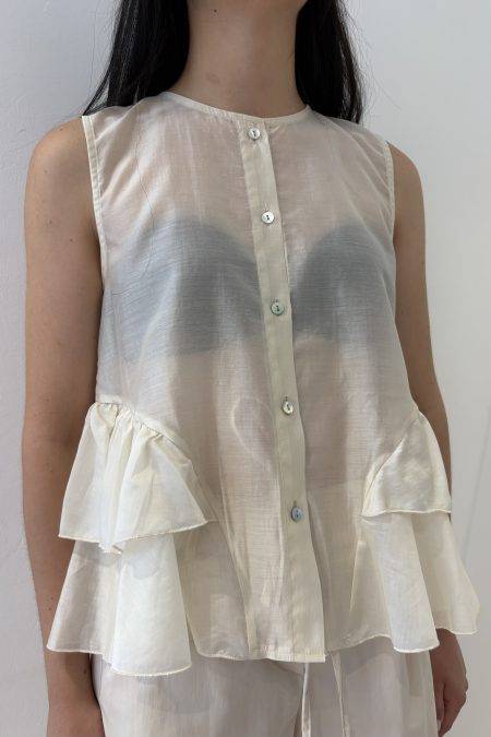 Camicia smanicata con balze Angela Davis (1)