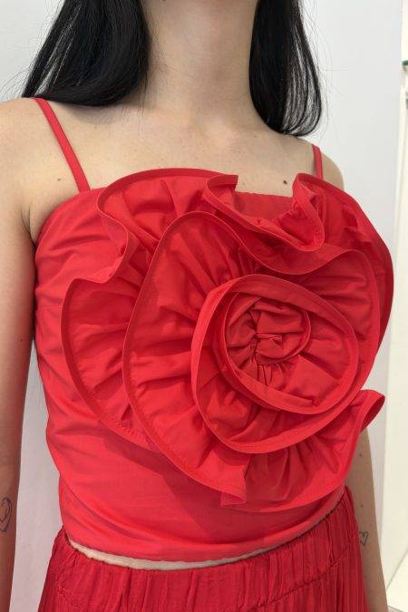 Top a fascia con rosa applicata Angela Davis (1)