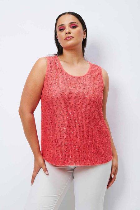Top smanicato con paillettes GiglioRosso