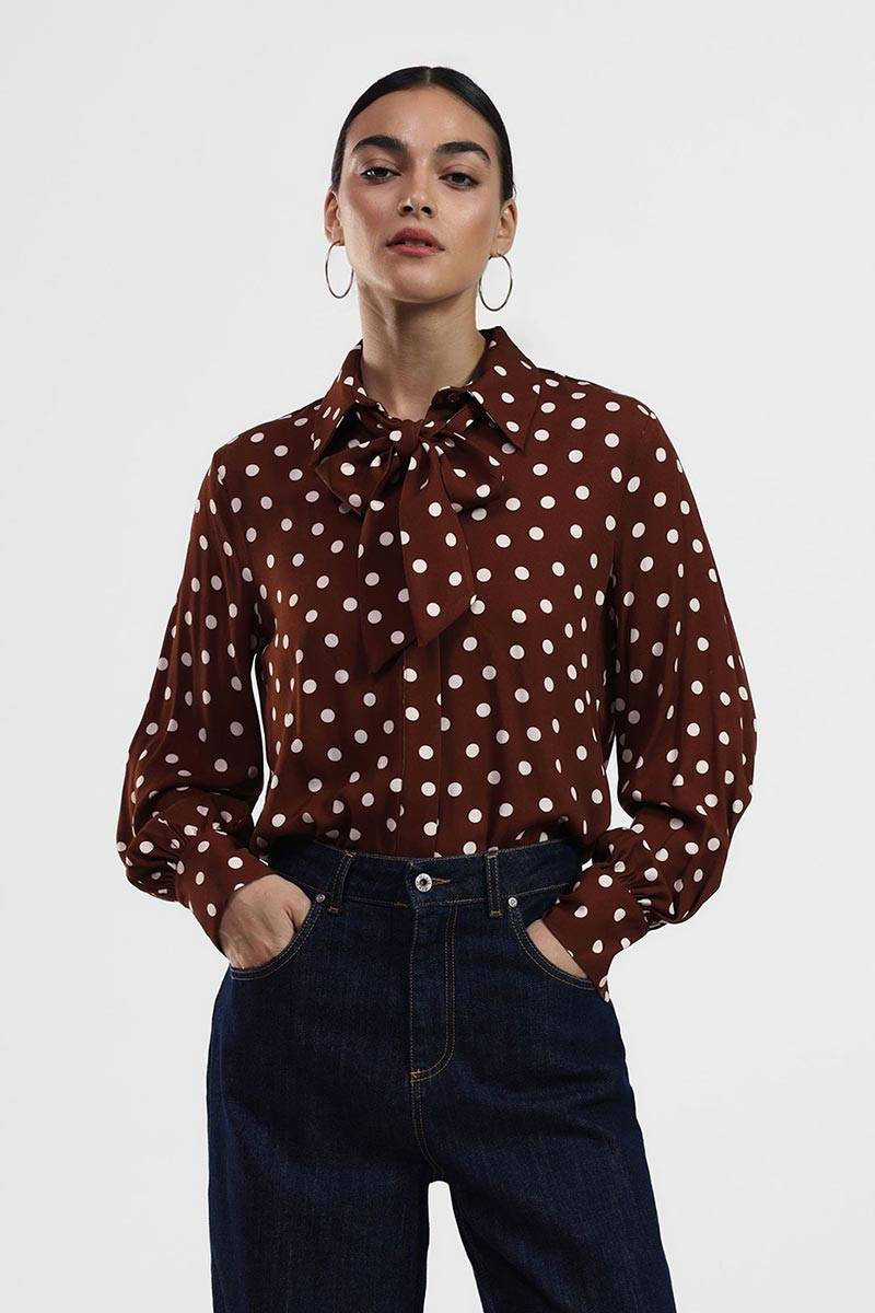Camicia a pois con fiocco Dixie Camicia a pois con fiocco Dixie