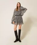 Abito corto in voile animalier Twinset Actitude 0