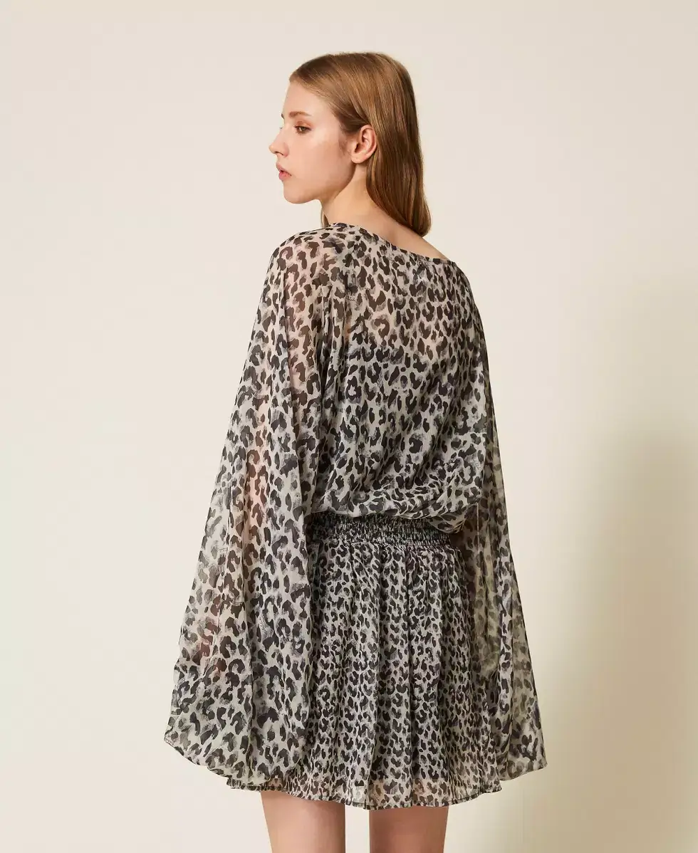 Abito corto in voile animalier Twinset Actitude 2 Abito corto in voile animalier Twinset Actitude 2