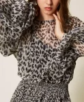 Abito corto in voile animalier Twinset Actitude 0