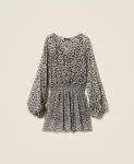 Abito corto in voile animalier Twinset Actitude 0