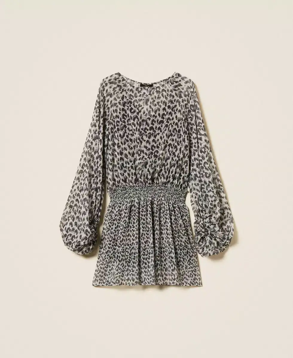 Abito corto in voile animalier Twinset Actitude 4 Abito corto in voile animalier Twinset Actitude 4