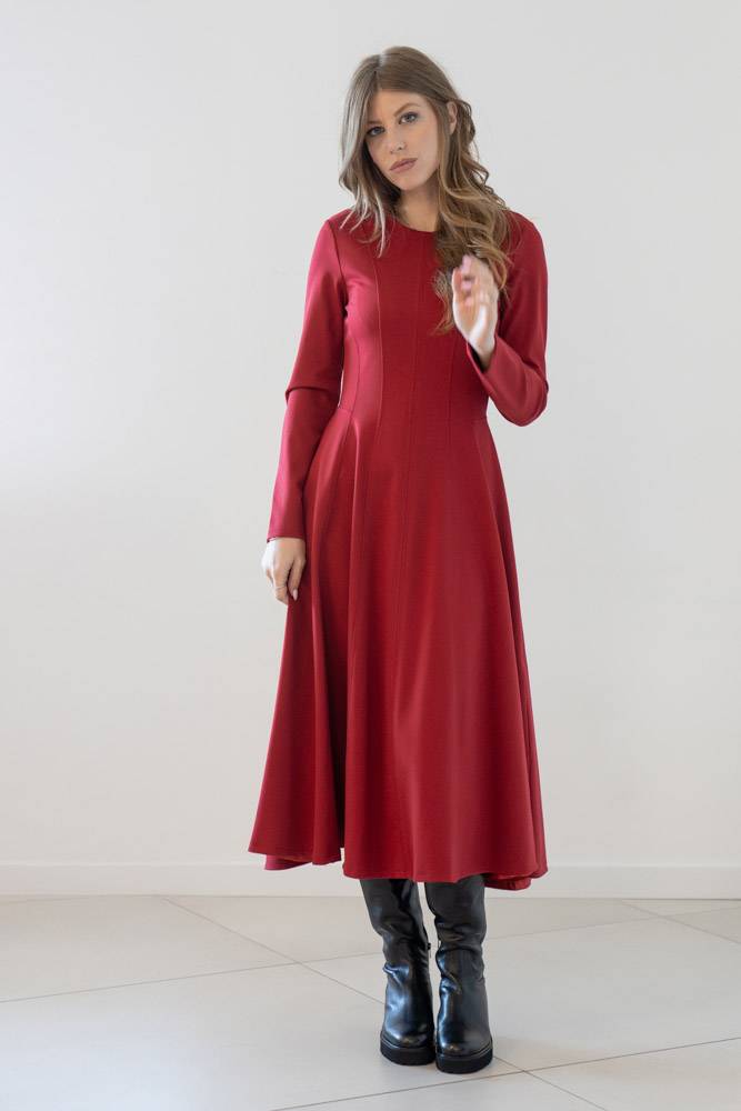 Abito Donna A Pieghe Con Girocollo E Maniche Corte - Vita Alta Elastica - Taglie XS-3XL - YMING