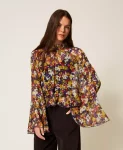 Blusa con balze in fantasia Twinset Actitude 0