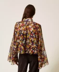 Blusa con balze in fantasia Twinset Actitude 0