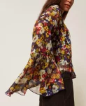 Blusa con balze in fantasia Twinset Actitude 0