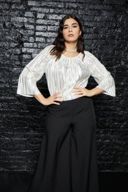 Blusa laminata scollo a barca GiglioRosso