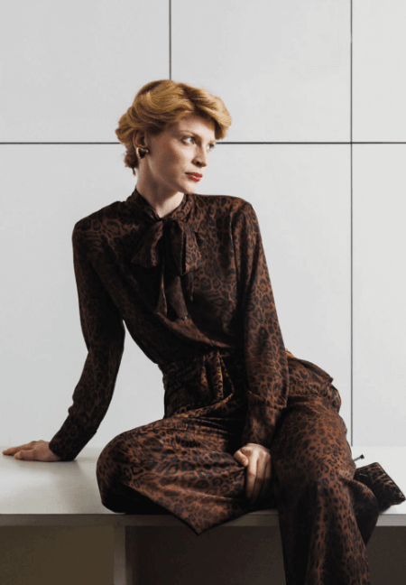 Camicia animalier con fiocco Diana Gallesi (2)