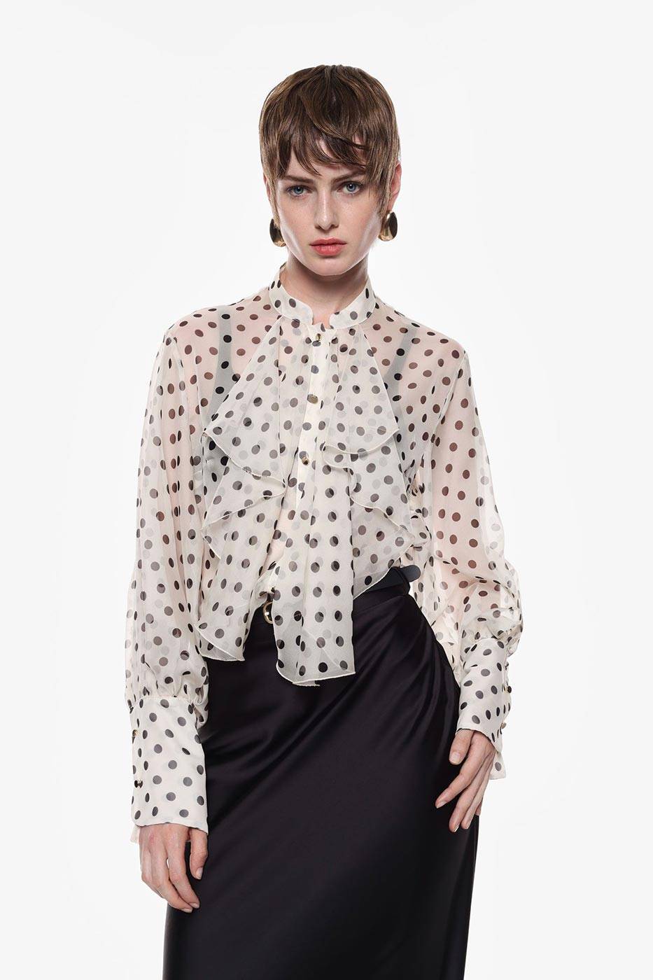 Camicia con stampa pois e fiocco Imperial 0 Camicia con stampa pois e fiocco Imperial 0
