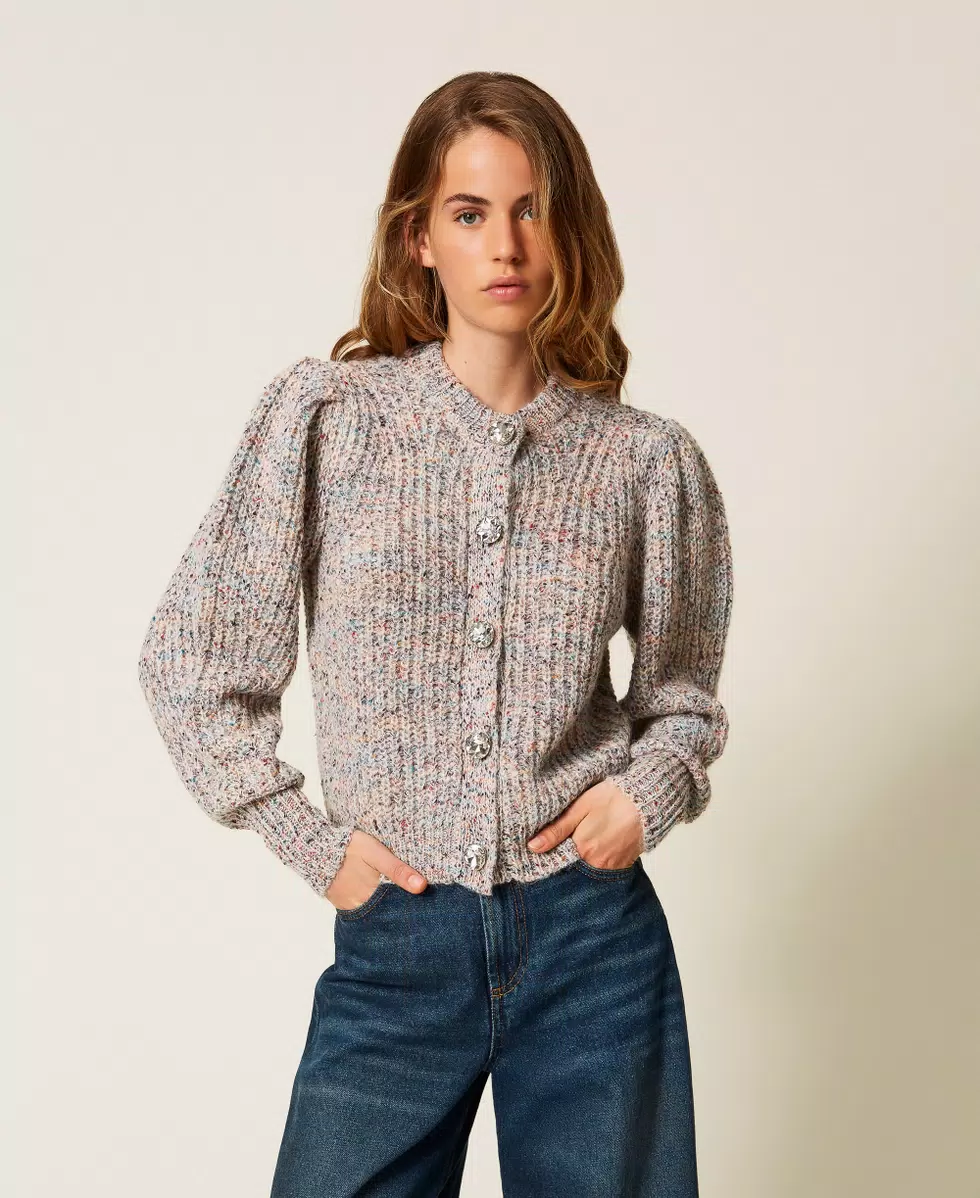 Cardigan multicolor con bottoni gioiello Twinset Actitude 0 Cardigan multicolor con bottoni gioiello Twinset Actitude 0