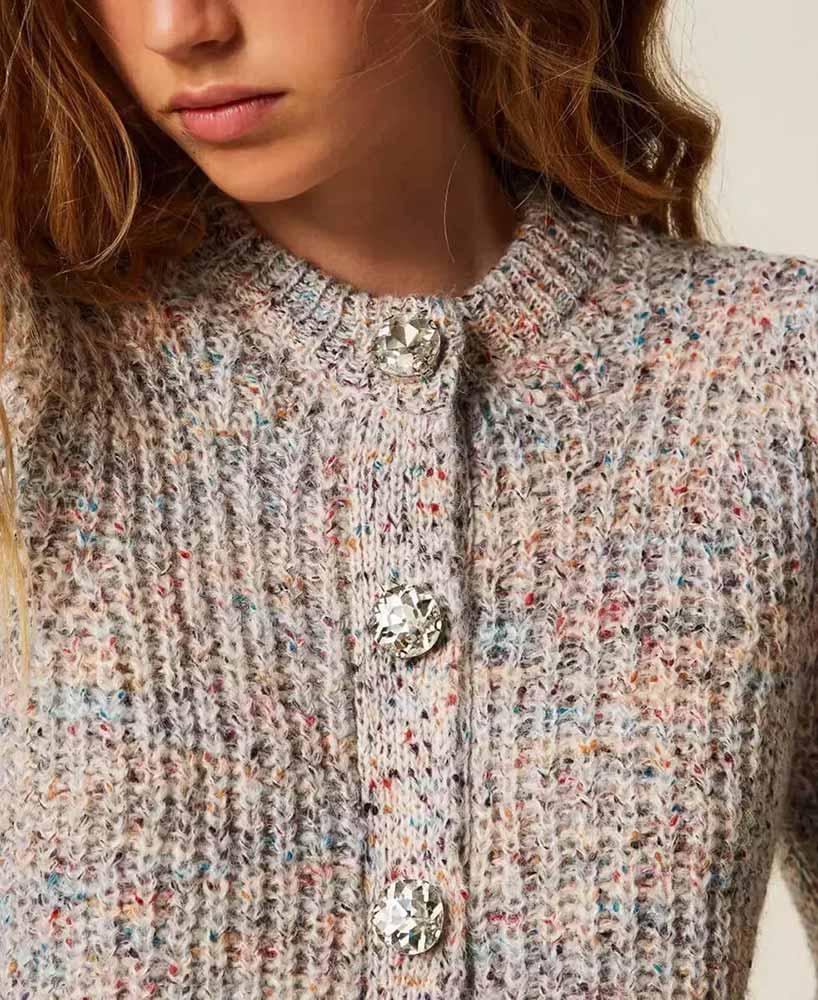 Cardigan multicolor con bottoni gioiello Twinset Actitude 3 Cardigan multicolor con bottoni gioiello Twinset Actitude 3