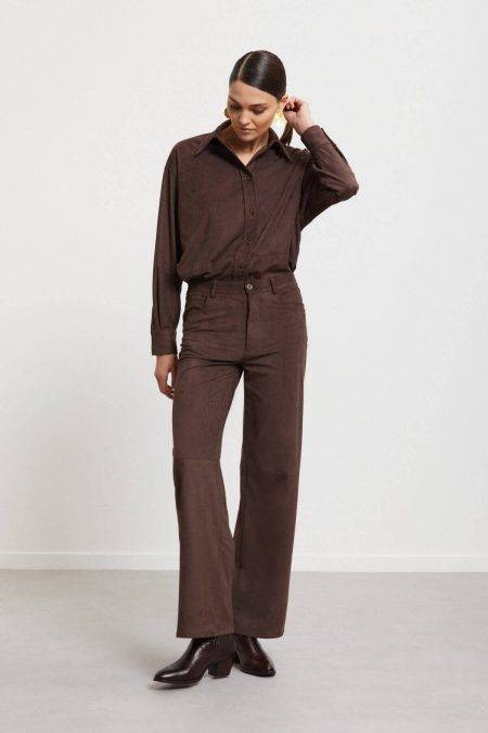 Pantalone dritto full leg con effetto suede Ottod'Ame