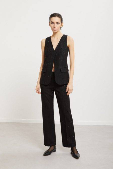 Pantalone palazzo con dettagli laminati Ottod'Ame